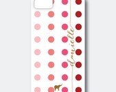 iPhone 5 or 4/4S Case - Ombre Confetti Design in Shades of Pink, Customized with your Name