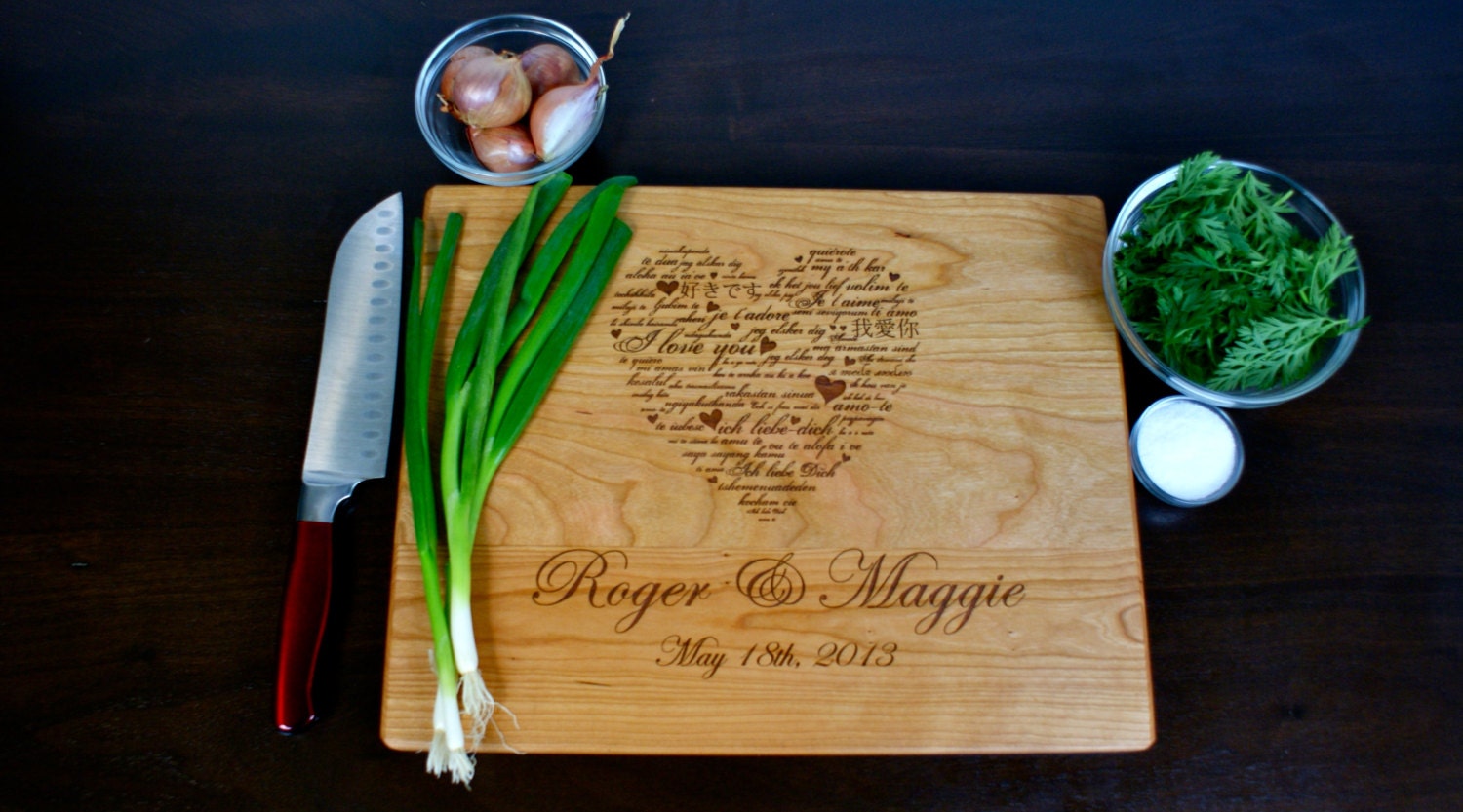 Personalized Cutting Board - Custom Engraved 12x15, for Wedding Gift, Anniversary Gifts, Housewarming Gift