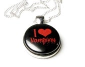Vampire Love Magnetic Button Necklace Black Red Gothic