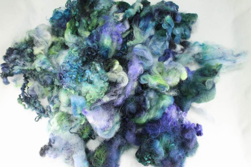 Norwegian viking sheep fleece, hand dyed fiber for spinning and felting, 3.3 oz