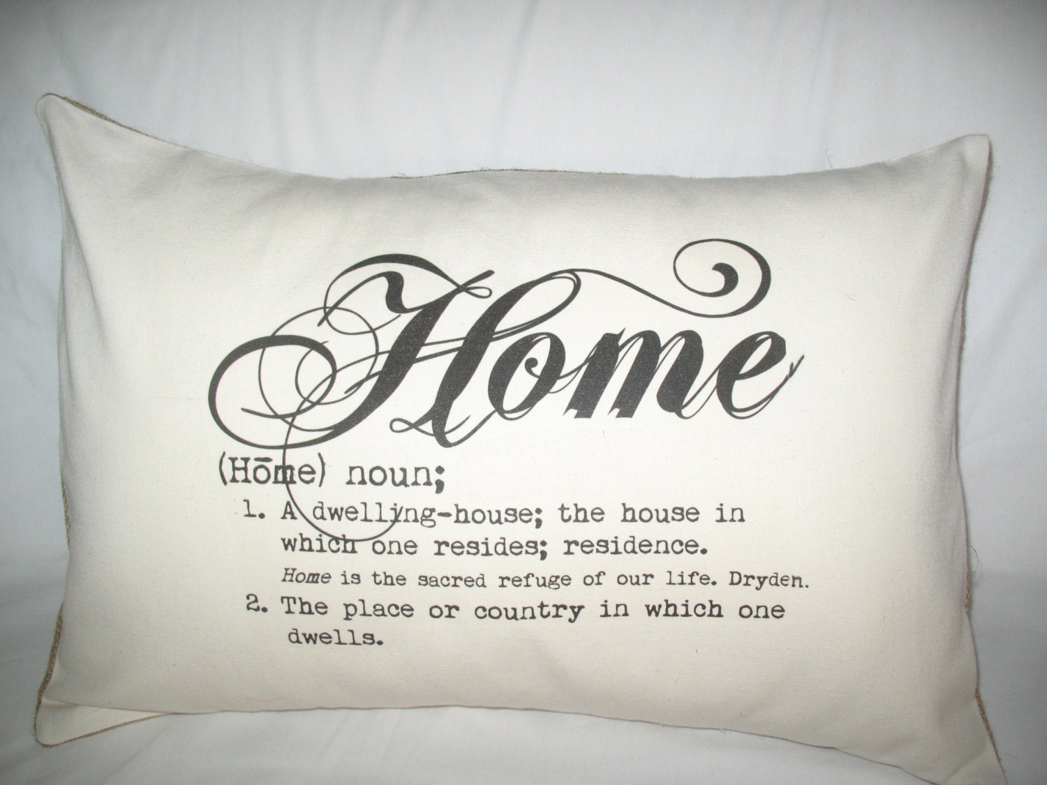 Vintage Designer  Natural  Burlap Cotton Canvas 14x20 Pillow Cover Lumbar Definition HOME Text Typography Words Design