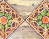 Vintage Straw Trivets Colorful 1970s Woven Square Trivet Set Multicolor
