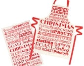 Set Thanksgiving/Christmas KITCHEN APRON and DISH Tea Towel - Premium Cotton