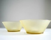 Mid-Century Amber Yellow Fine Rib Serving Bowls
