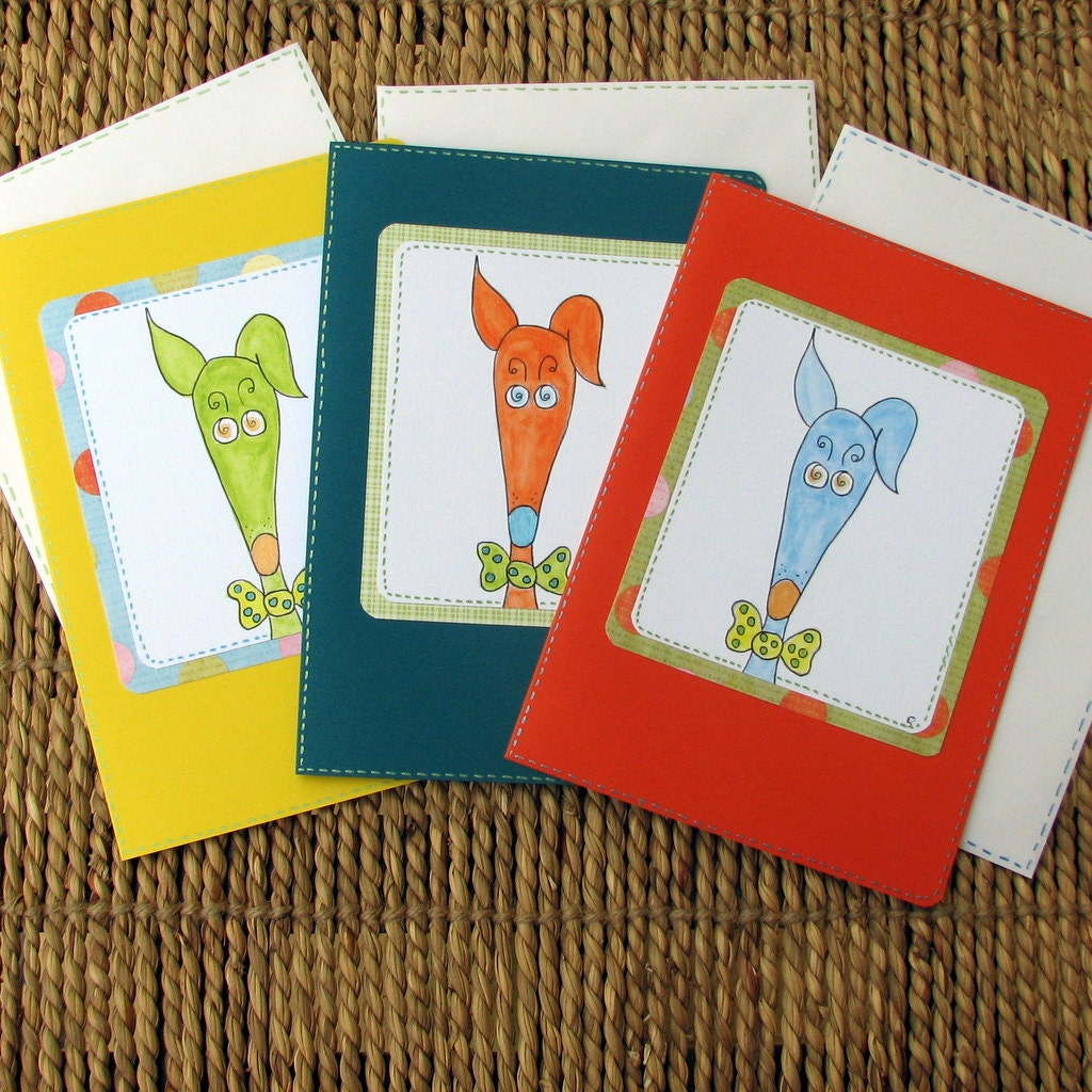 Greyhound any occasion cards whimsical greyhound set of 3 large cards silly old greyhound