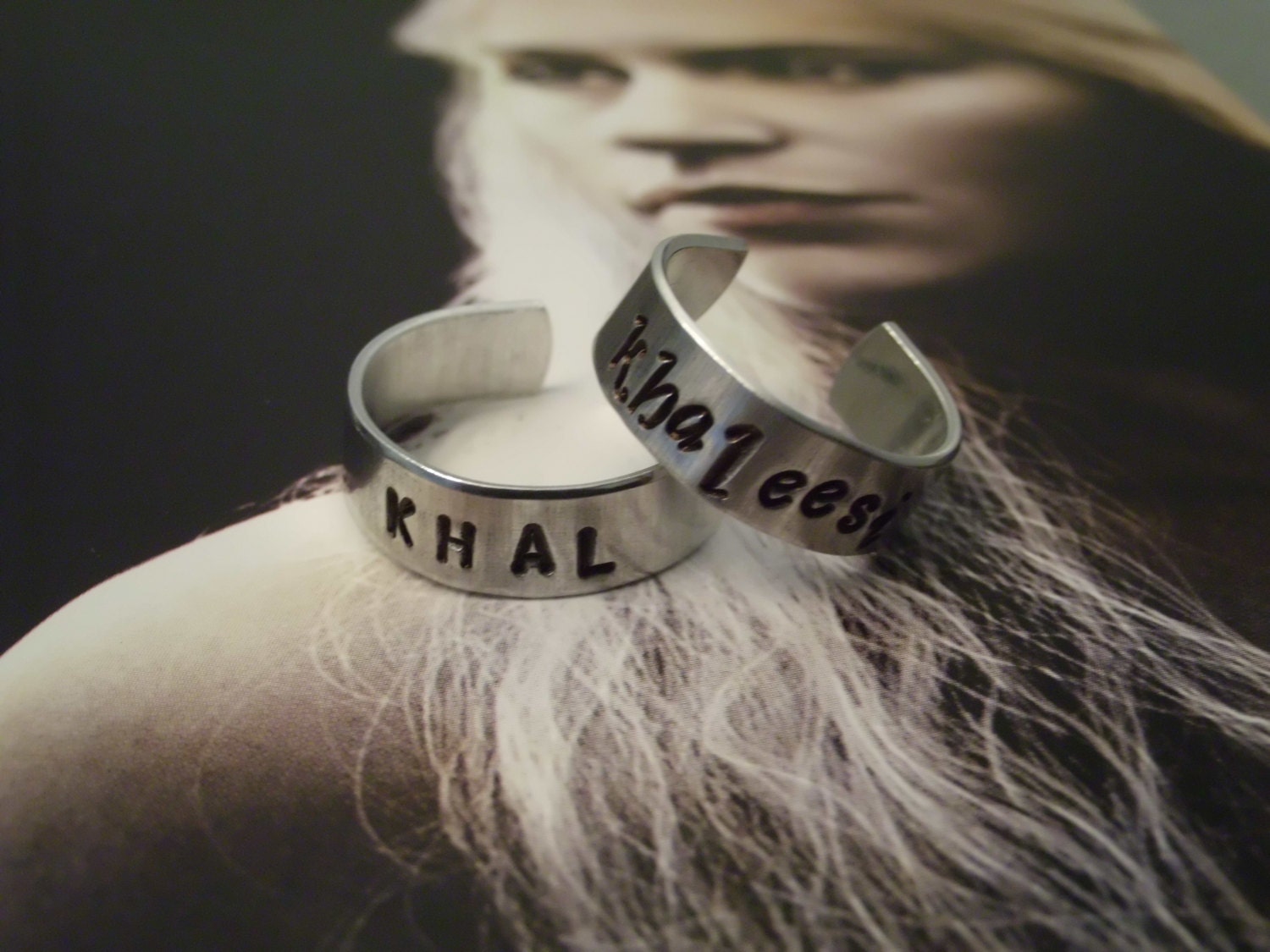 Khal & Khaleesi Ring Set Aluminum Silver GAME OF THRONES Daenerys Targaryen And Khal Drogo Inspired Geekery