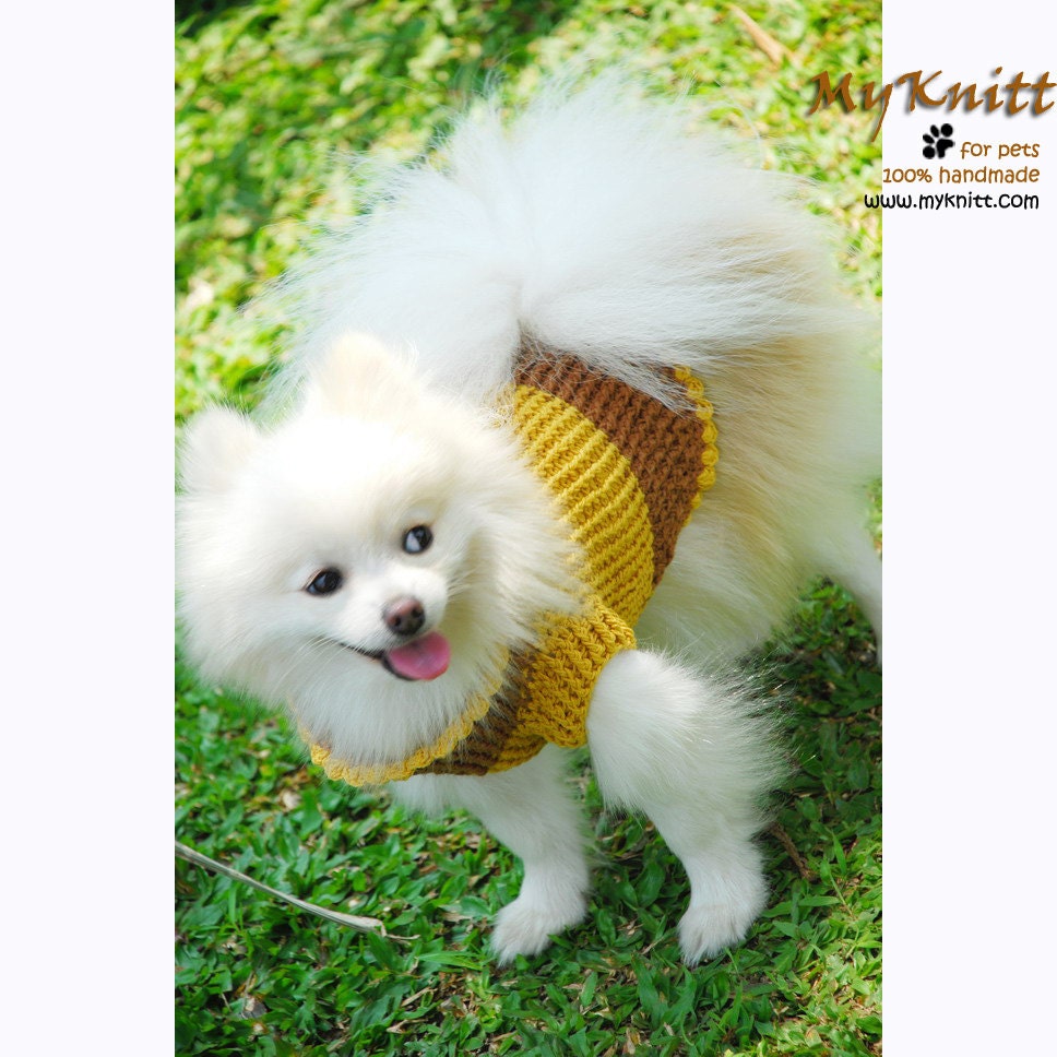 Customizable Pet Clothes Dog Yellow Mustard Crochet Cat Clothing  D843 Myknitt