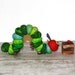 The Very Hungry Caterpillar with Chocolate Cake - Clay Birthday Cake Topper
