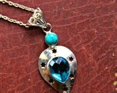 aria no. 1 - silver sky blue topaz and turquoise star punch necklace