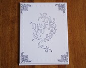 Thank You Stationery Note Card Set of 15- black and white, wedding thank you, bridal shower, all occasions, white envelopes