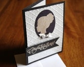 Congratulations Card in Silver and Black with girl silhouette