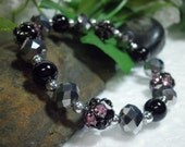 Purples, Pinks And Silver Stretch Bracelet