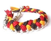 Braided Bracelet Red Brown Yellow Silver Bracelet Fish Charm Women Girl