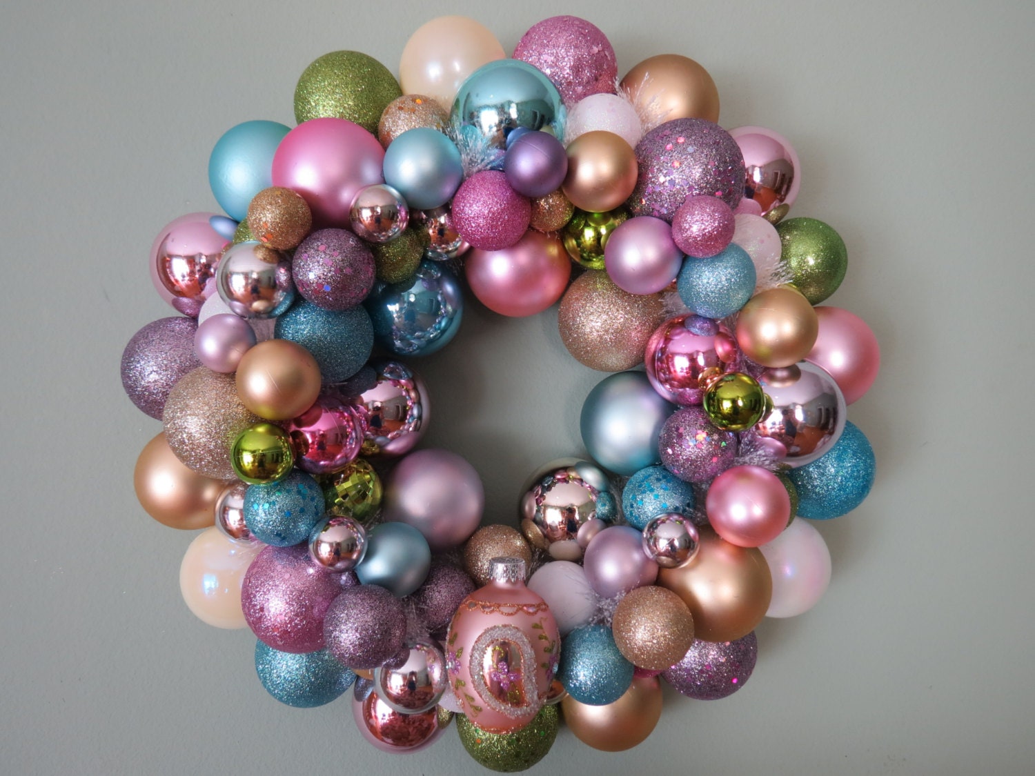 EASTER EGG Ornament Wreath--Multi-colored PASTEL-Pink egg2