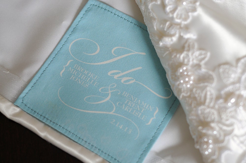 Something Blue Personalized Wedding Dress Label I Do