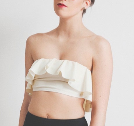 Ivory ruffle bandeau top swimsuit