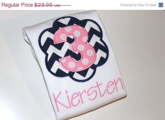 HUGE SA:E- Pink and Navy Chevron Personalized Birthday Shirt /Onesie, 1st birthday, 2nd birthday, 3rd birthday, 4th birthday, 5th birthday
