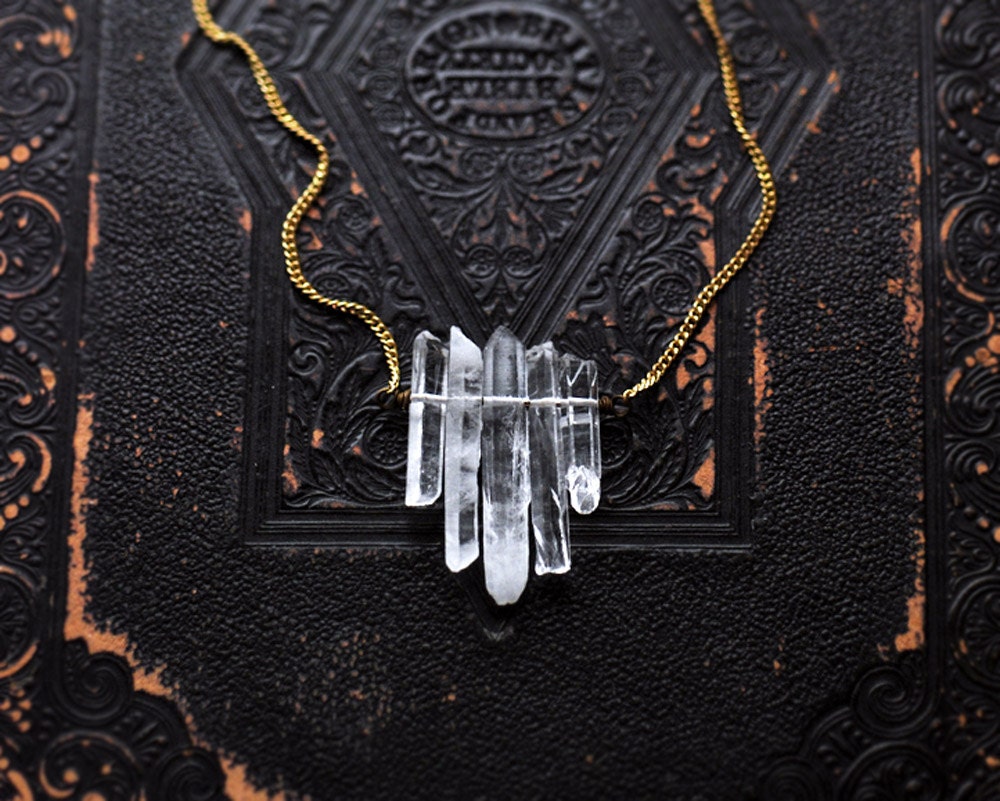 no. 28 - crystal spike and vintage brass necklace