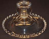 Vintage "CANDLEWICK" pair of rolled edge Candleholders by the Imperial Glass Co., ca 1939-79