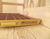 Vintage Letterpress Printers Block Tray - Chippy Yellow Handle