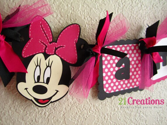 Minnie Mouse High Chair Banner - Hot Pink and White Polka dots Il_570xn