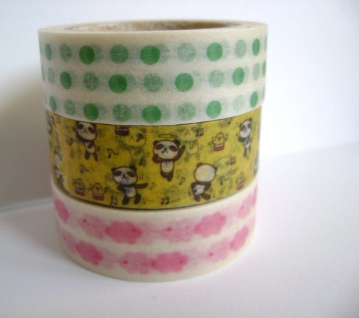 Pandas Polka Dots Clouds - Japanse Washi Tape Deco Tape