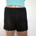 Black Knit Lace Shorts, Crocheted Shorts, Womens Knit Clothing