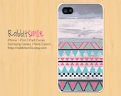Wood Aztec Pastel Tribal iPhone 5 Case, iPhone 4 case, Geometric Pattern iPhone 4s Cover, Triangle Hard Plastic iphone 5 Cover, cases