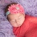15% off ur order Baby Girl Headband.Newborn Headband.Headband..Shabby Chic Coral Double Flower Headband..Infant headband.Baby Headbands