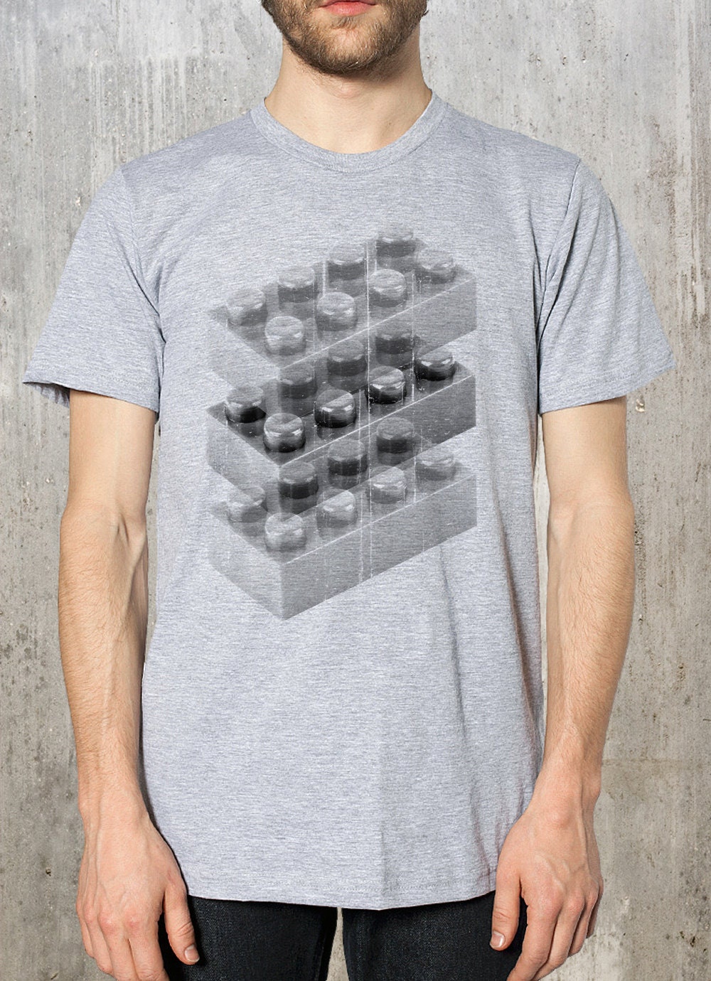 Lego Stack - Men's Screen Printed T-Shirt - American Apparel - Available in S, M, L, XL and XXL