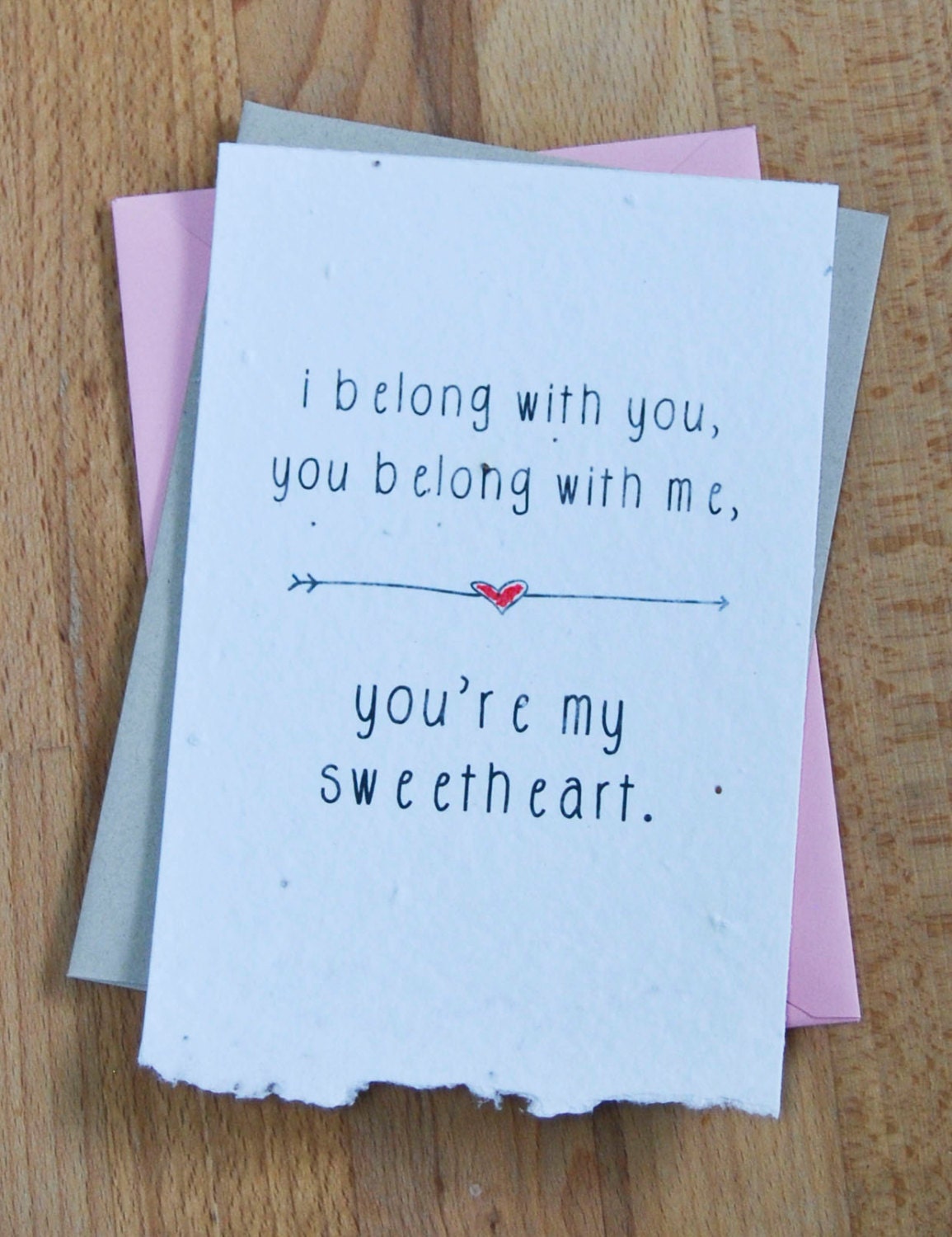 Plantable Seed Paper Wedding, Valentine, Anniversary Card, You're My Sweetheart, The Lumineers