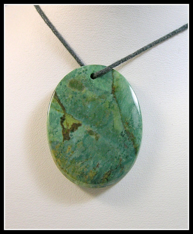 Rich Green Focal Bead Made From Gary Green Jasper