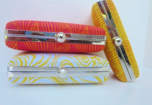 Bridesmaid Clutch set of 3/wedding clutches/bridesmaid clutch set in pink yellow orange/hot pink clutch set