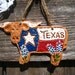 Texas Bluebonnet Longhorn Decor / Texas Longhorn Ornament / Texas Decor / Rustic Texas Decoration