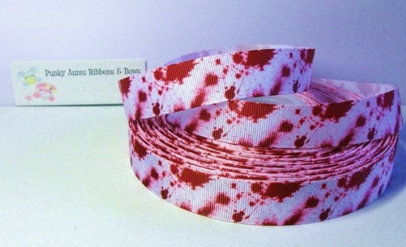 2mts Blood Spatter 7/8" Grosgrain Ribbon, Scrapbooking, Crafts