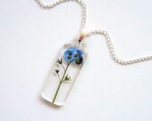 Forget Me Not - Real Flower Garden Necklace - Pressed flower, myosotis, Victoria Blue, natural, spring, wedding, something blue, ooak
