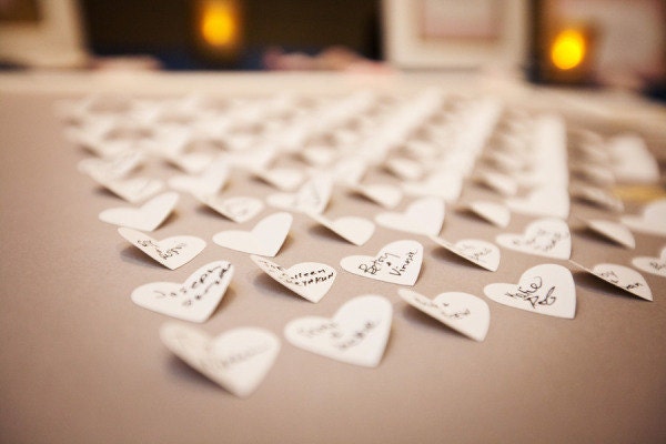 Wedding Guest Book Alternative - Personalized 3D Wedding Hearts - MED - For up to 170 guests (includes frame, instruction card & pens)