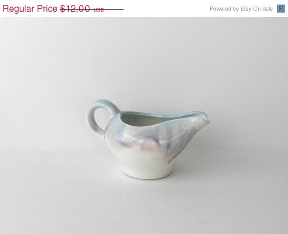 SALE Vintage Dryden Pottery, Gravy Boat, Creamer, Pink and Blue Dryden, Vintage Pottery