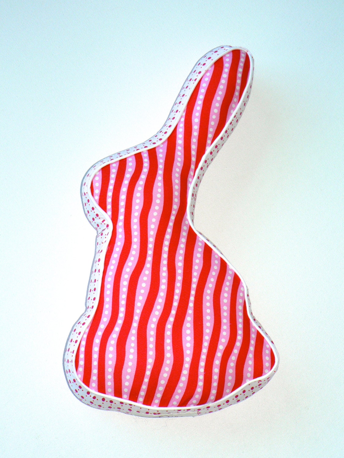 Bunny Pillow in Pink Red and White