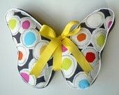 Butterfly Pillow Gray and Neon