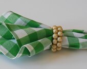 Cloth Napkins Emerald Green Gingham Check Set of Four 16"