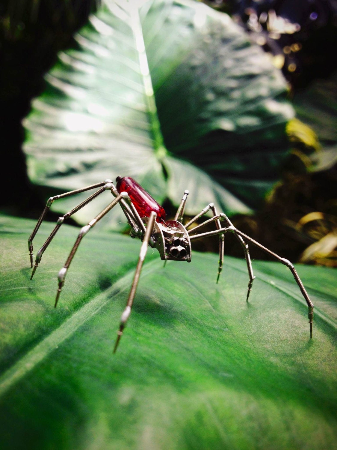 Mechanical Spider Sculpture No 19 Recycled Watch Parts Clockwork Arachnid Bug Insect Figurine Stems Lightbulb Arthropod A Mechanical Mind