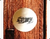 Handstamped Vintage Airplane Knob