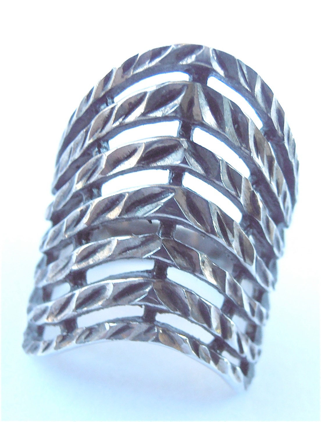 Vintage Chevron Ring Vintage Chevron Sterling Silver Ring Vintage Chevron Silver Ring Vintage Cigar Ring Extra Wide Ring Ladies Ring Size 7