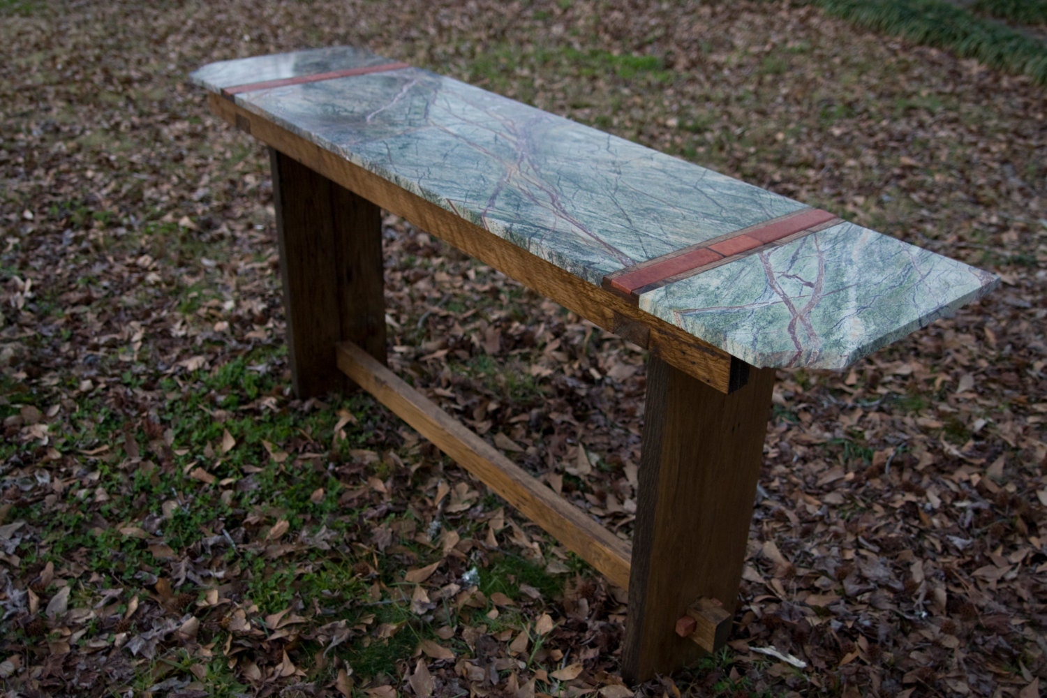Marble and oak hall table