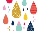 Colorful raindrops 5"x7" print by Let's Die Friends drips