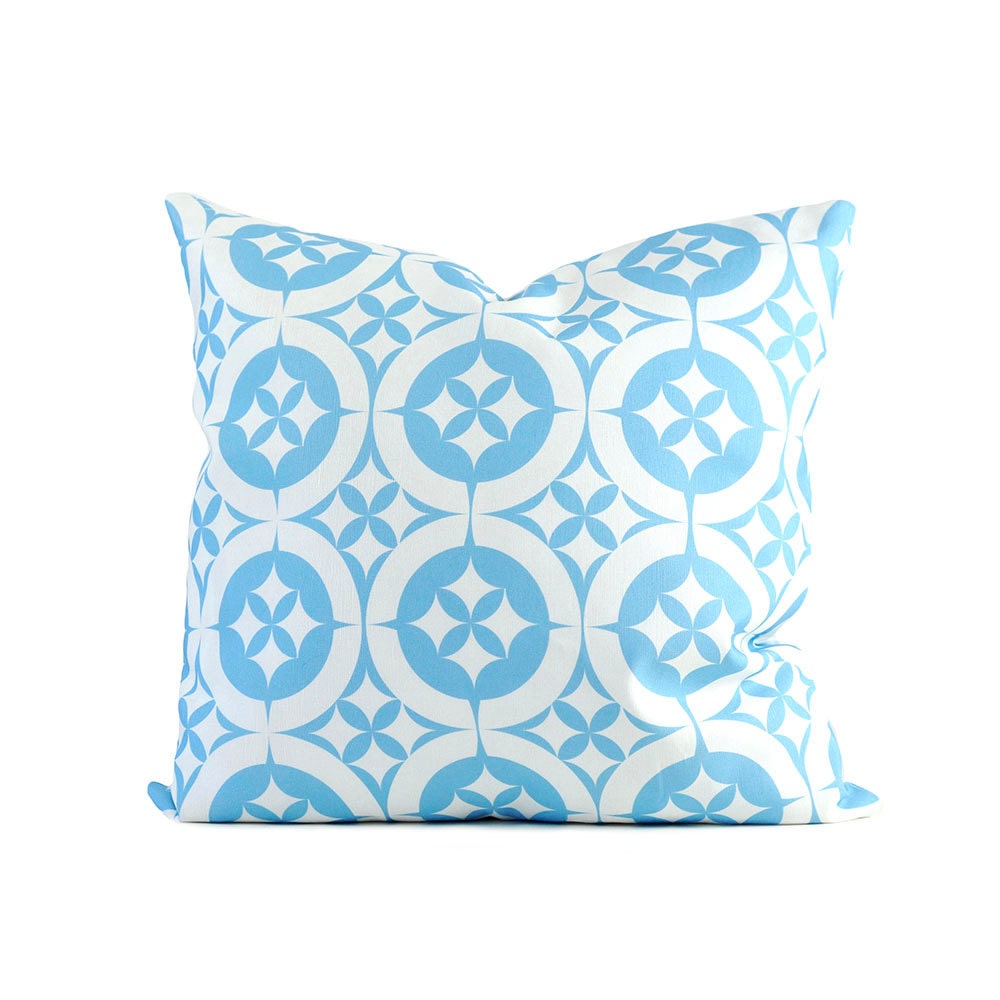 Cotton Pillow Cover - Starlight Pattern - French Blue, 18" x 18"  Tiles, Also comes in other colors... Morrocan, Vintage