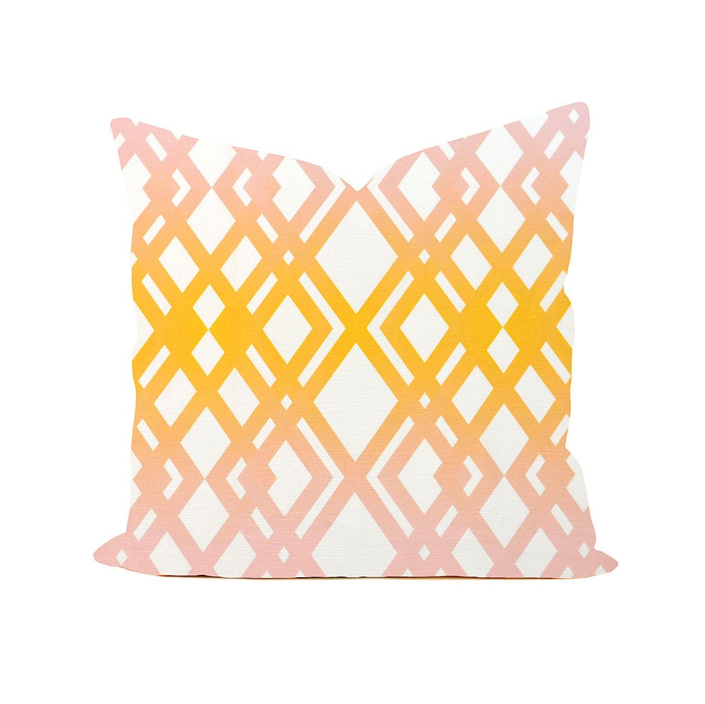 Cotton Pillow Cover - Tequila Sunrise Lattice, 18" x 18"  Artwork, Illustration, Geometric, Modern, Illustration