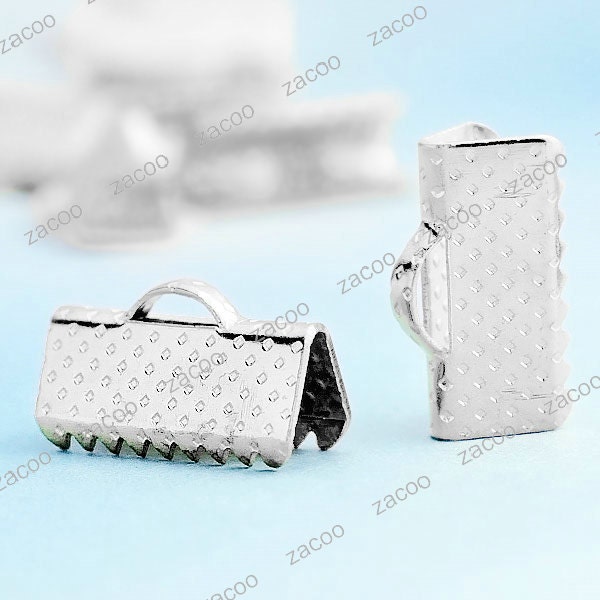 30g Silver DIY Ribbon Ends Iron Crimp Clamp Clutch jewelry finding fit necklace bracelet 8.5x13mm TN0029