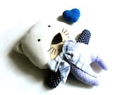 Stuffed toy stuffed cat kitty rag doll cat plushie cat softie cat soft toy stuffed animal handmade doll toy blue white violet 25 cm 9.8"